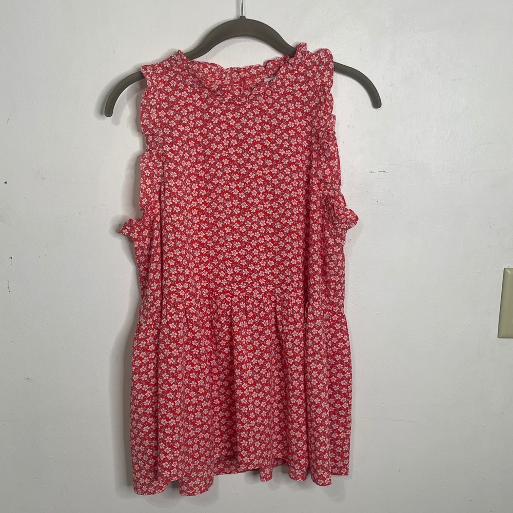 Staccato Red Floral Ruffle Sleeveless Blouse Top Small Floral Boutique - Picture 9 of 9